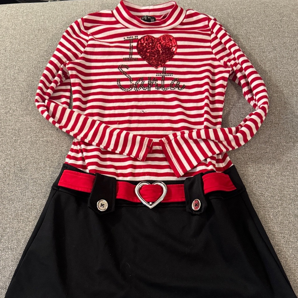 5/$15- Red and Black Striped Heart Dress
